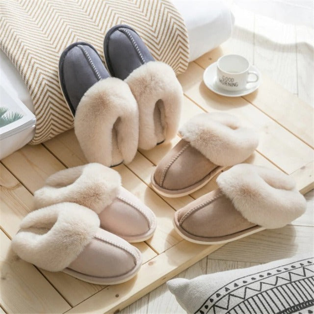 COASIE Cosy Soft Warm Slippers For Women In Beige Khaki And Grey